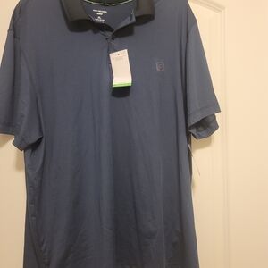 Van Heusen NWT Golf Performance Stripe Button Polo Navy Black Iris